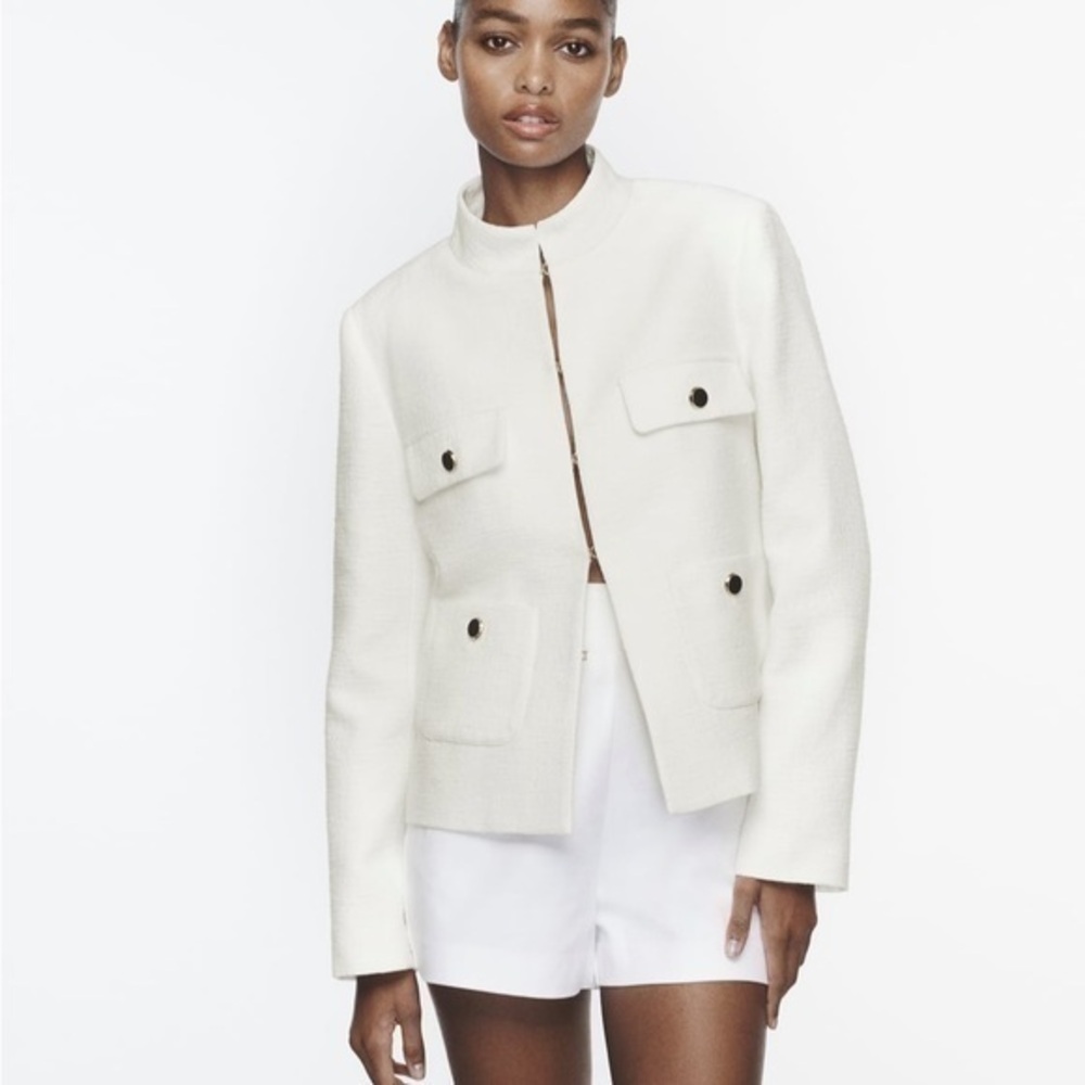 Zara NWT textured high collar blazer 8001/513